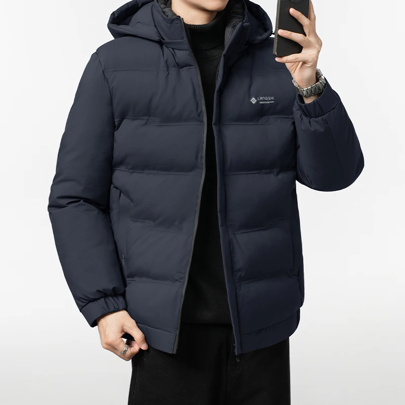 Brand Winter Down Jacket Men\'s High Quality Thick Waterproof Hooded Down Cotton Coat Men Casual Zipper Pocket Puffer Jacket