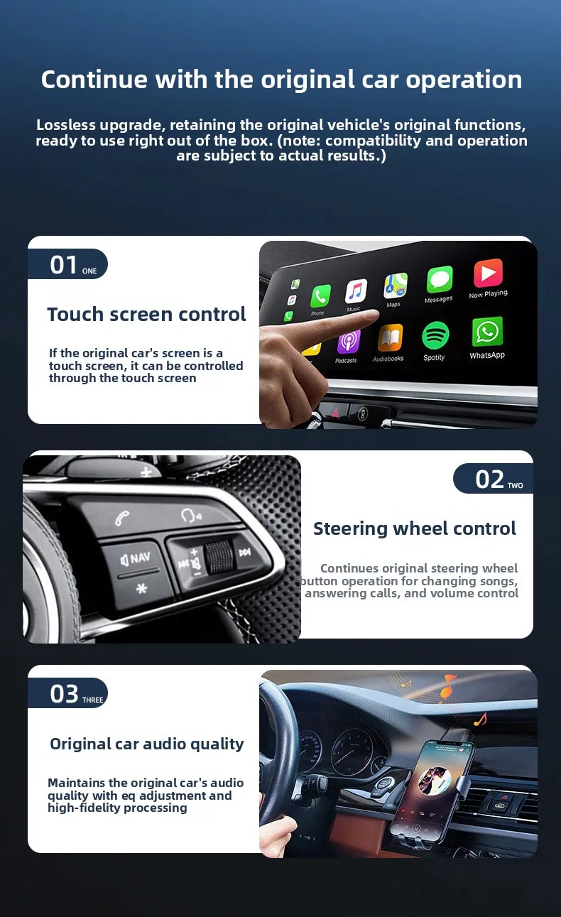 2-in-1 Wireless CarPlay Android  Auto Adapter 5GHz WiFi Connectivity USB Plug-and-Play Design Supports Wireless CarPlay IOS