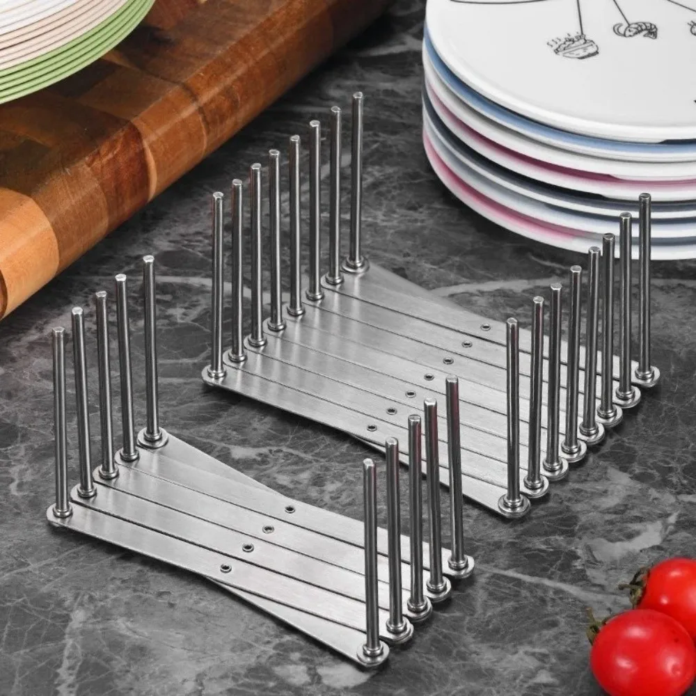 Stainless Steel Dish Rack Organizer with Drainage Retractable Dish Holder Shelf Space Saving Foldable Utensil Holder Kitchen