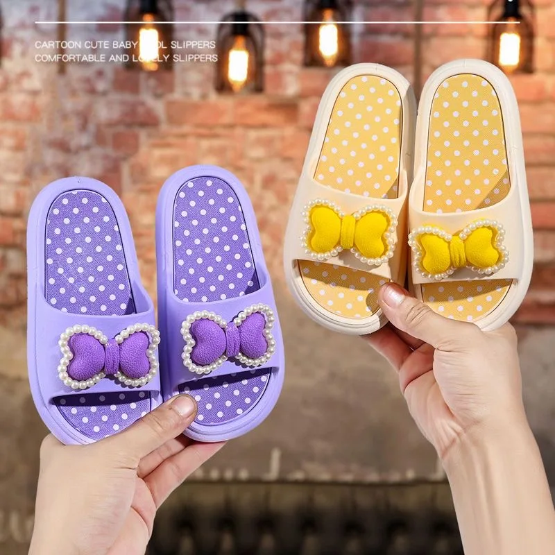 Children's slippers bow girl children's anti-skid 3 to 9 years old super soft summer girl children's slippers