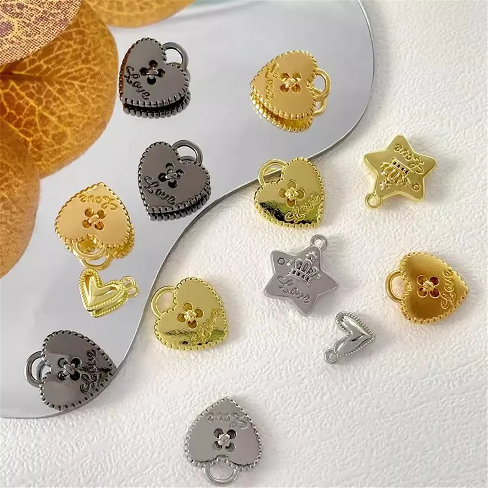 

Ins Style Love Heart Crown Star Pendant Diy Jewelry Accessories Necklace Bracelet Earrings Pendant Handcrafted Materials