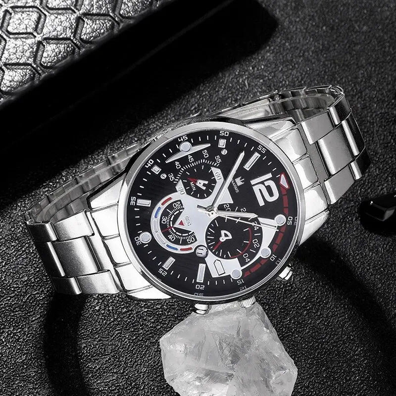 Luxury Brand Men Business Watch Stainless Steel Calendar Big Dial Watches for Men Fashion Sports Casual Quartz Wristwatch Clock