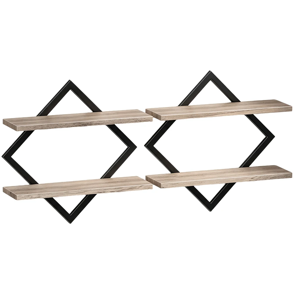 2 Pack Floating Wall Mounted Shelves, Sturdy Mdf Floating Hanging Shelves with Rust-Proof Steel Rail, Weight-Bearing Wall Storage Shelves for Bedroom, Kitchen, Study, Bathroom & Home Decor Display