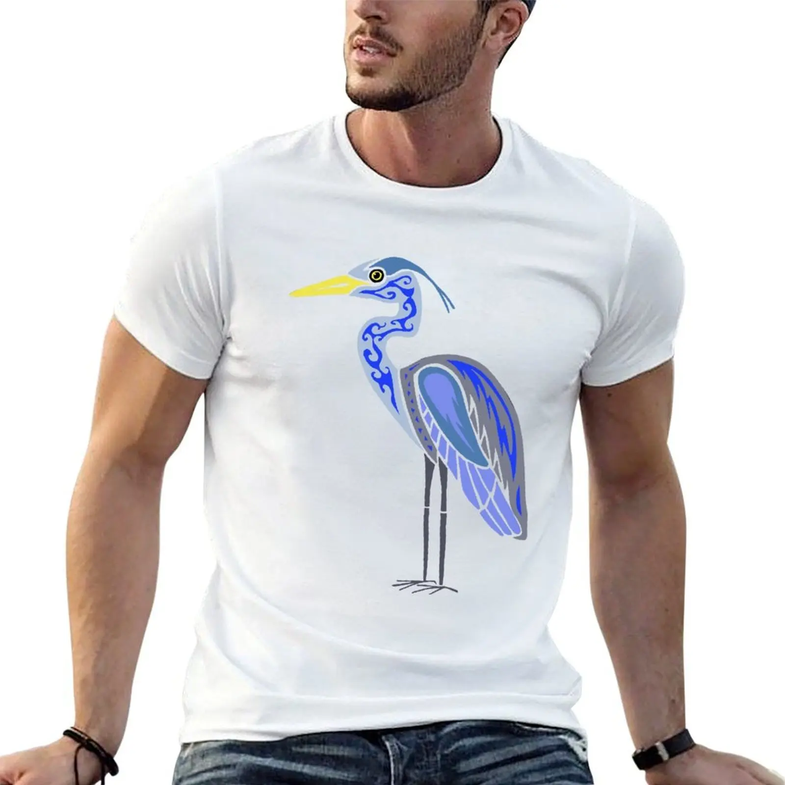 

Цветная футболка Great Blue Heron, футболки из 100% хлопка, мужские футболки, белая хлопковая футболка, комплект футболок