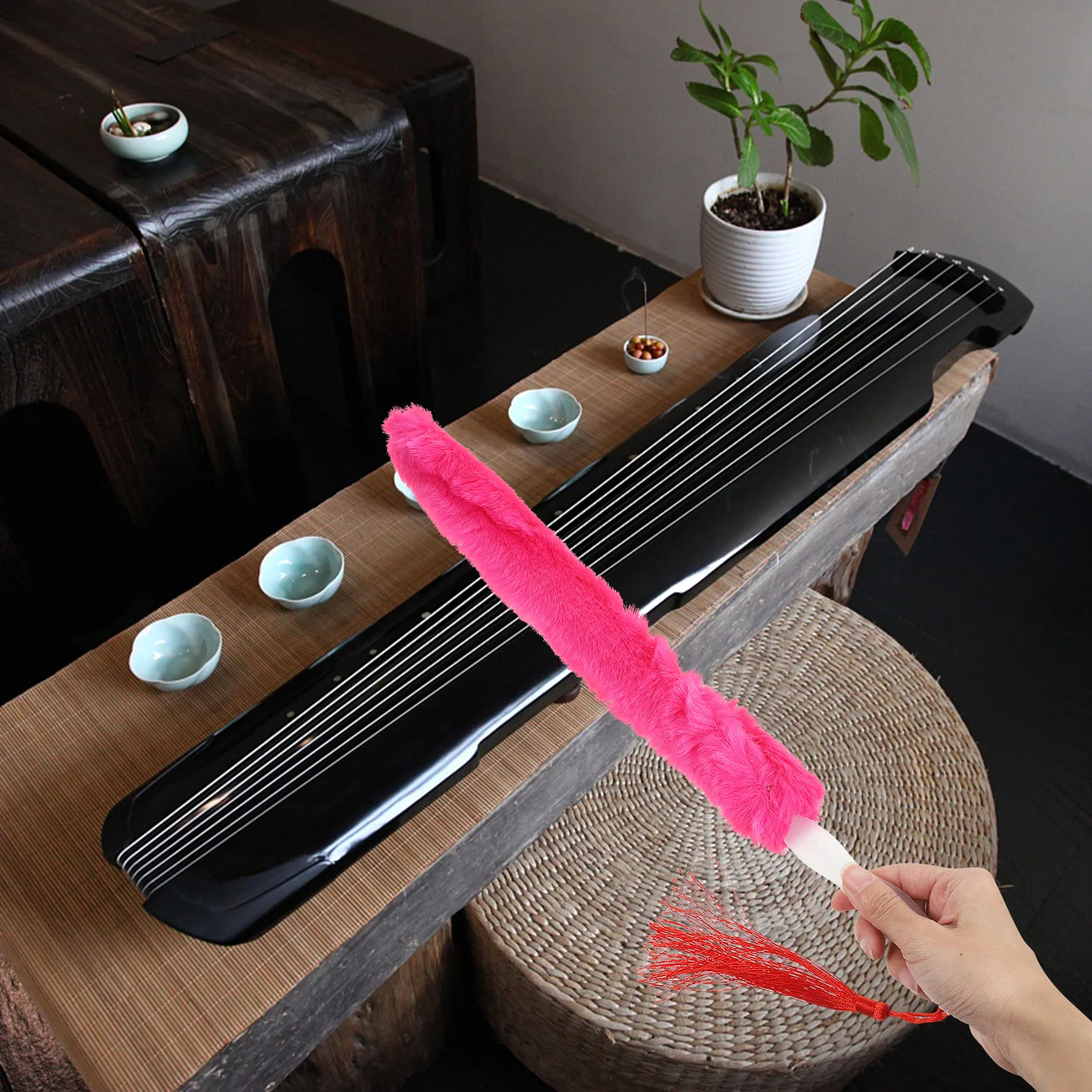 

Bendable Chinese Zither Cleaning Brush Guzheng Instrument Care Tool Durable Faux Fiber Lightweight Zither Cleaner