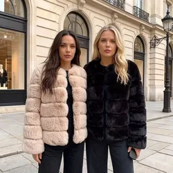 Women's Fluffy Faux Fur Coat Winter Hot Selling Fashionabl Luxury Faux Fox Fur Coat Long Sleeve Ladies' fake fur winter clothing