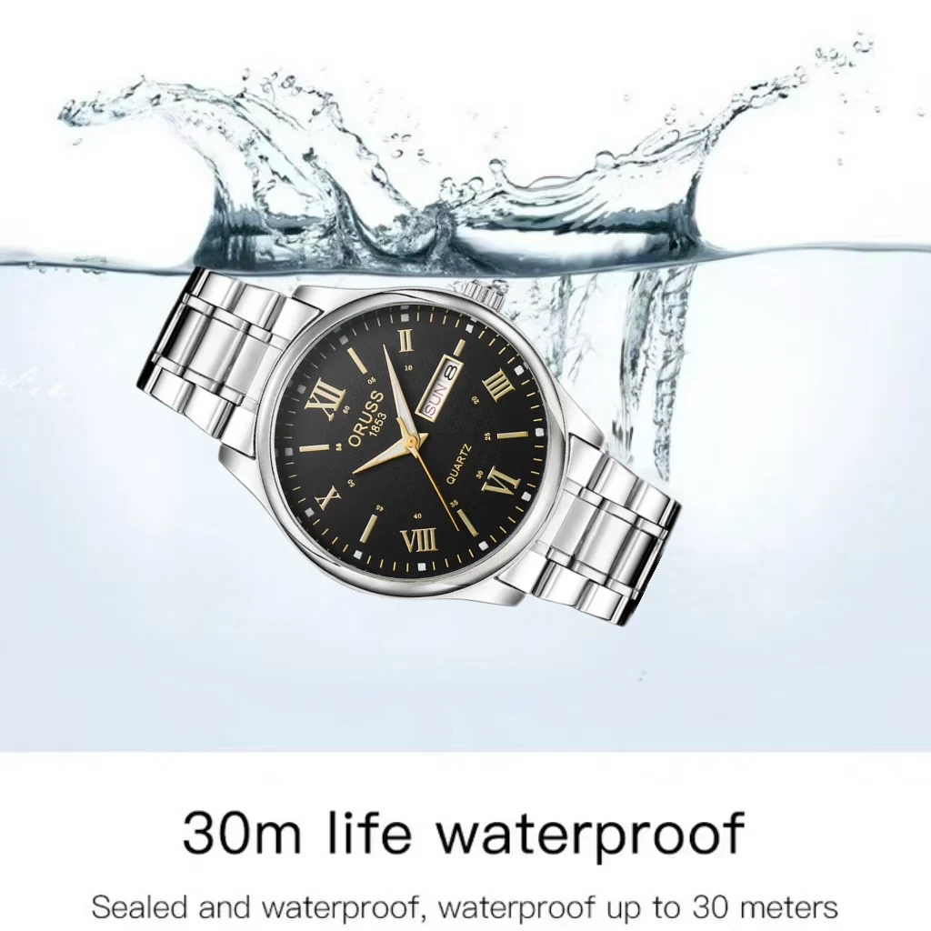ORUSS Original High-end Luxury Stainless Steel Waterproof Quartz Men's Watch Luminous Watch for Man Watch Business  Wristwatches