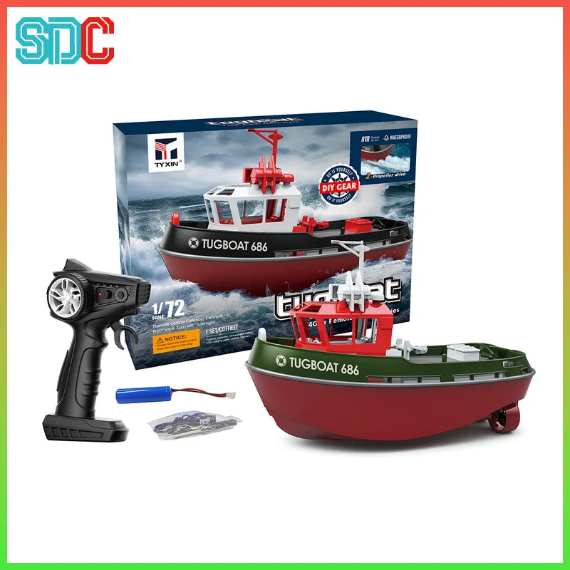 JIKEFUN 686 Łódź RC 2.4G 1/72 Mocny Podwójny Silnik Dalekiego Zasięgu Bezprzewodowy Elektryczny Model Wyciągarki Zdalnie Sterowanej Zabawka dla Chłopców na Prezent