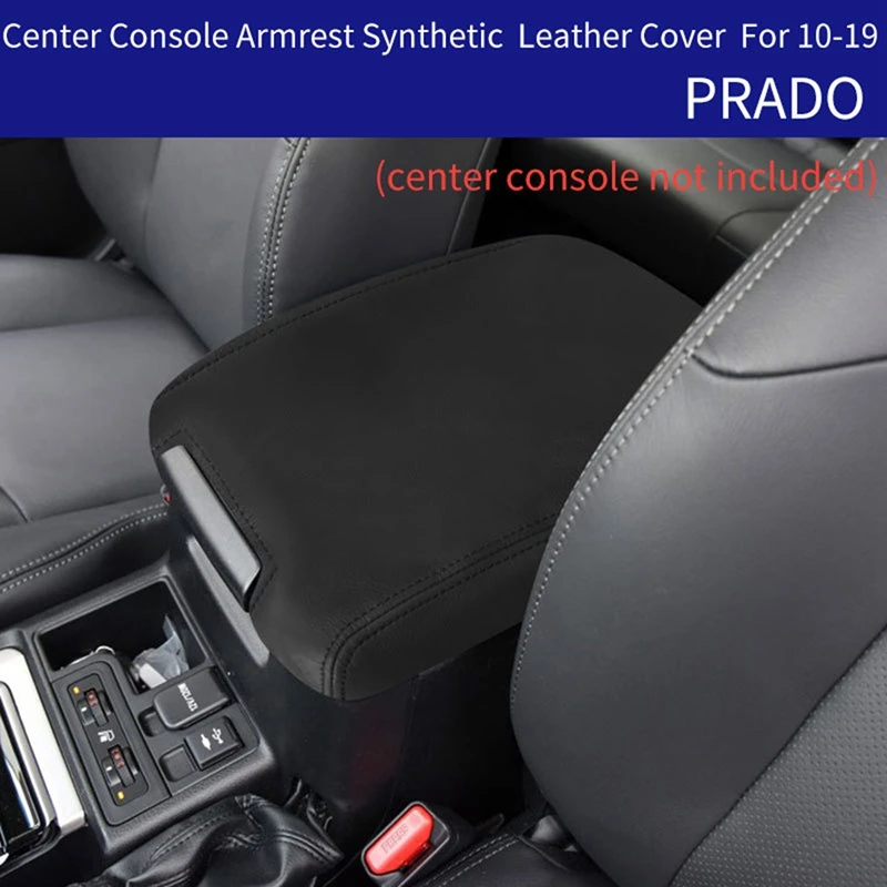 Black Leather Center Console Lid Armrest Box Cover Trim For Toyota Land Cruiser Prado 150 2010-2018 Accessories