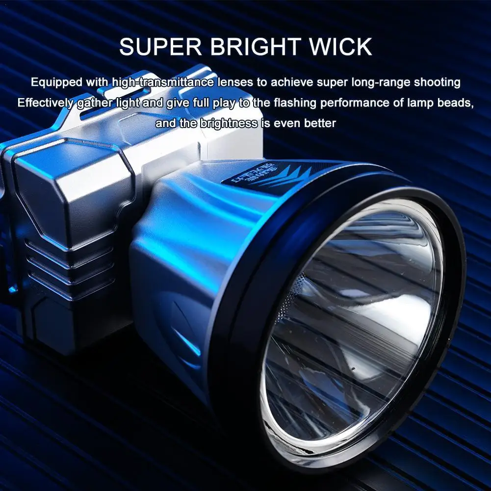 Outdoor Super Bright Headlight Long-Range Rechargeable Head-Mounted Night Fishing Xenon Lamp Miner's Fishing Flashlight Camping