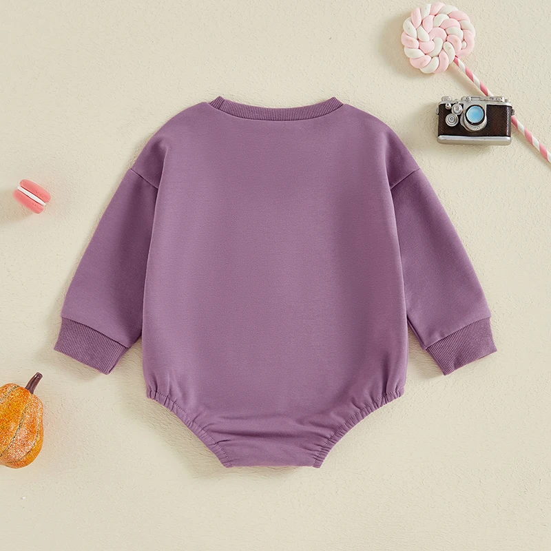 Newborn Baby Girl Boy Halloween Outfit Spooky Vibes Romper Long Sleeve Crewneck Sweatshirt Oversized Bodysuit Newborn Halloween