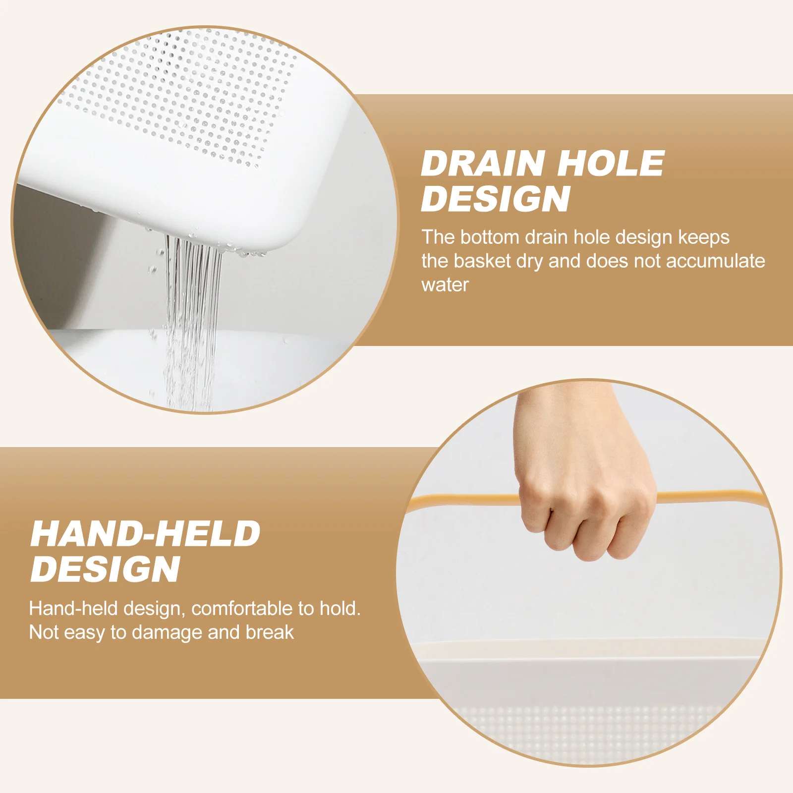 

1pc Hollow-Out Storage Premium Pp Plastic Multi-Function Toiletries Organizing Basket Portable Drain Wash Basket Handheld Bath