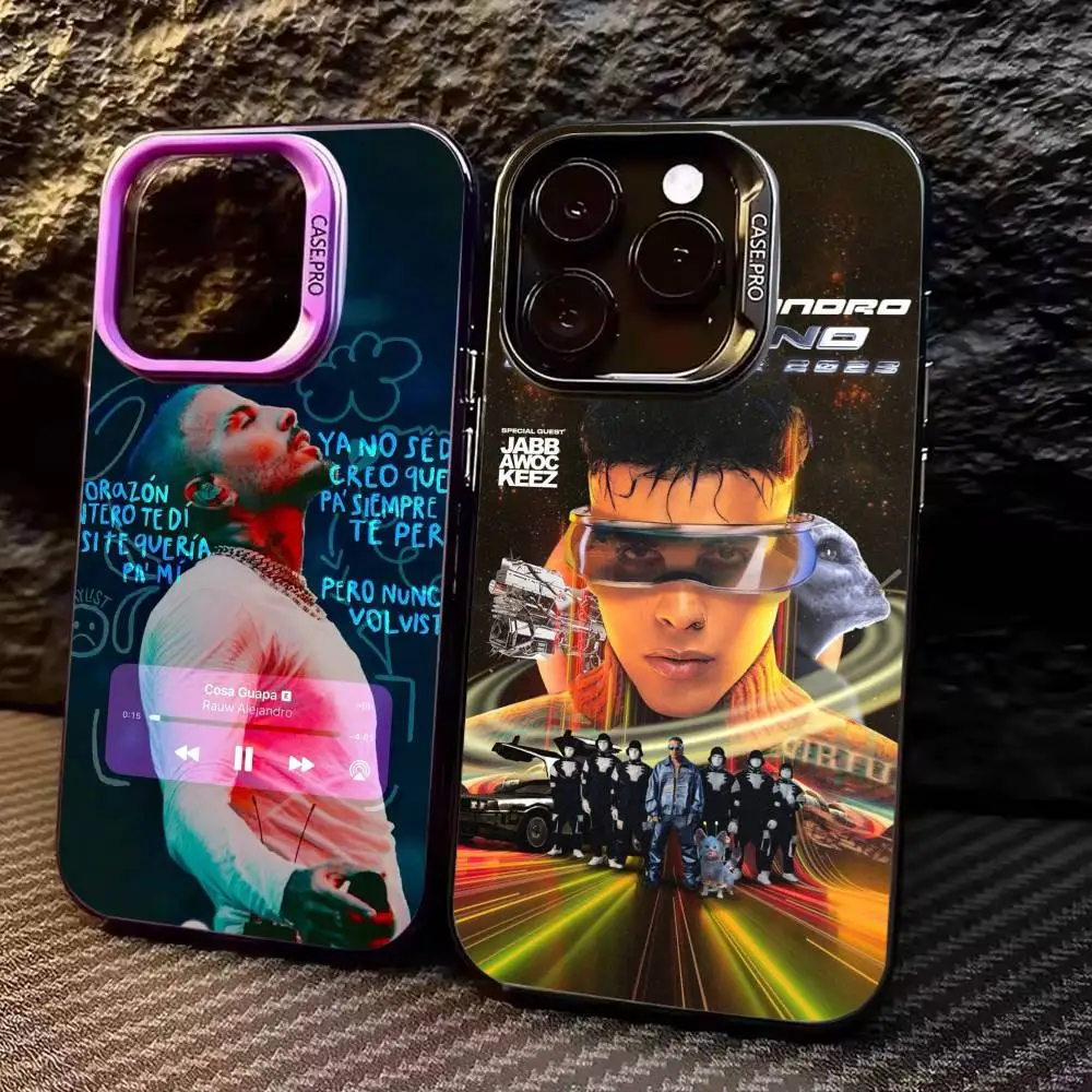 

R-Rauw Alejandro Cosa Phone Case For iPhone17,16,15,14,13,12,11 Plus,Pro Max Colored Silver Plated Inside Cover