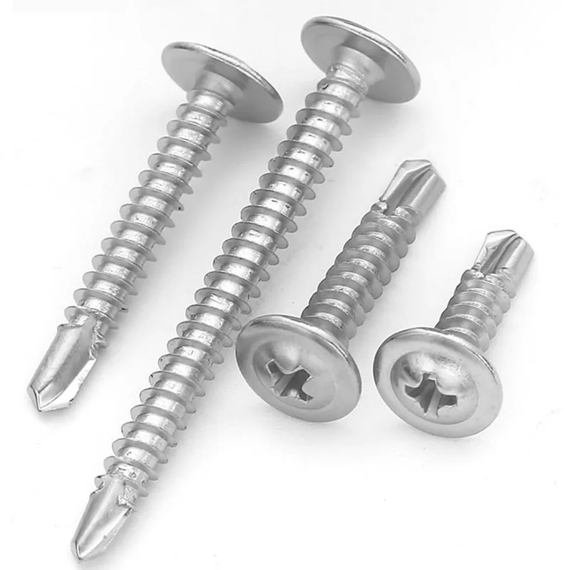 M4.2 M4.8 Large Flat Head Drill Tail Self Tapping Screws 10-20pcs Stainless Steel Cross Fastener For Metal Sheet Connection Work