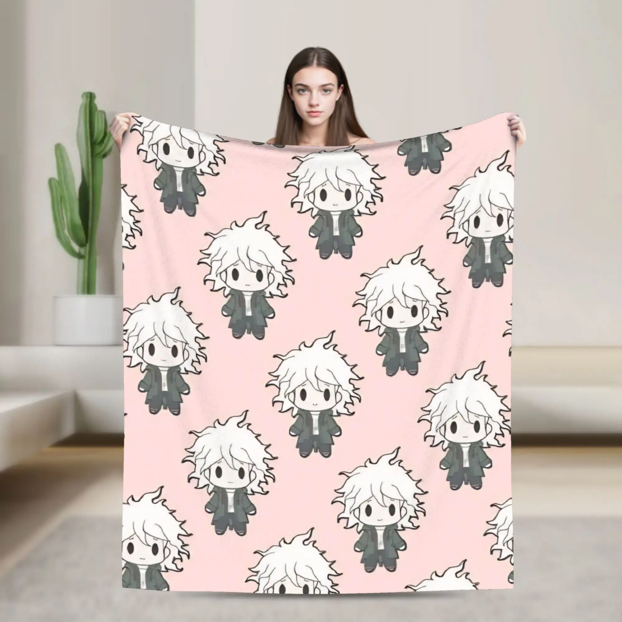 Nagito Komaeda  Blankets Quality Soft Warm  Throw Blanket Winter Kids Adult Couch Chair Sofa Bed Novelty Bedspread