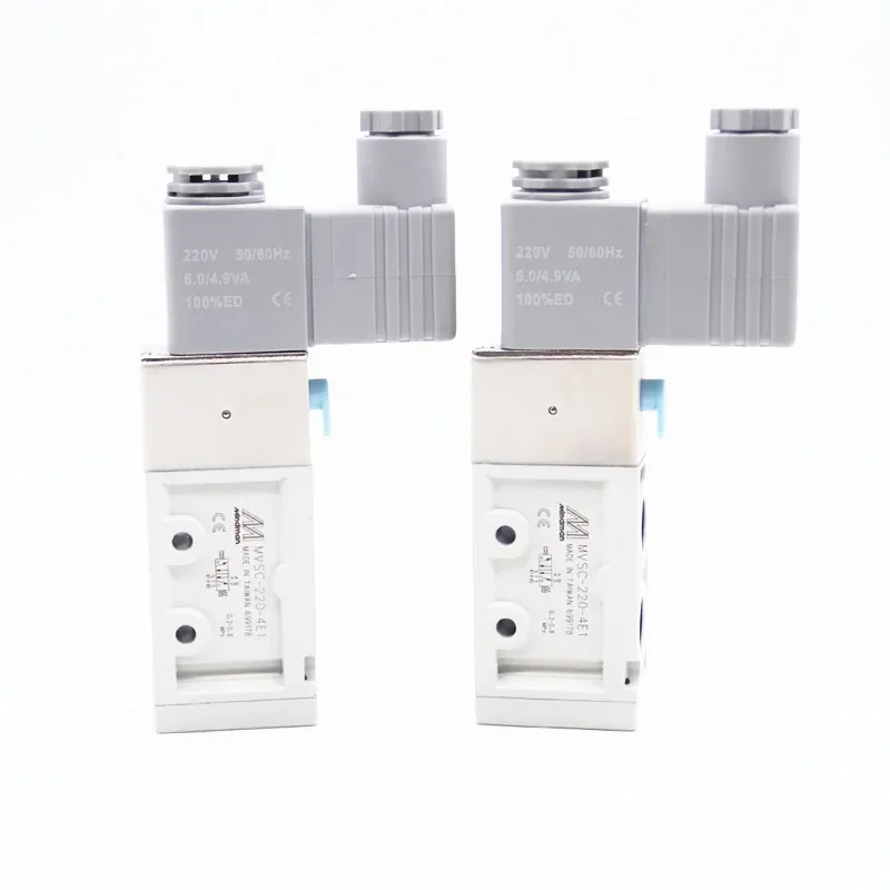 5 Pieces Mingjin White Solenoid Valve (MVSC-220-4E1/MVSC-220-46E1), AC220V/24V, 2-Position 5-Way, Suitable for Pneumatic Control