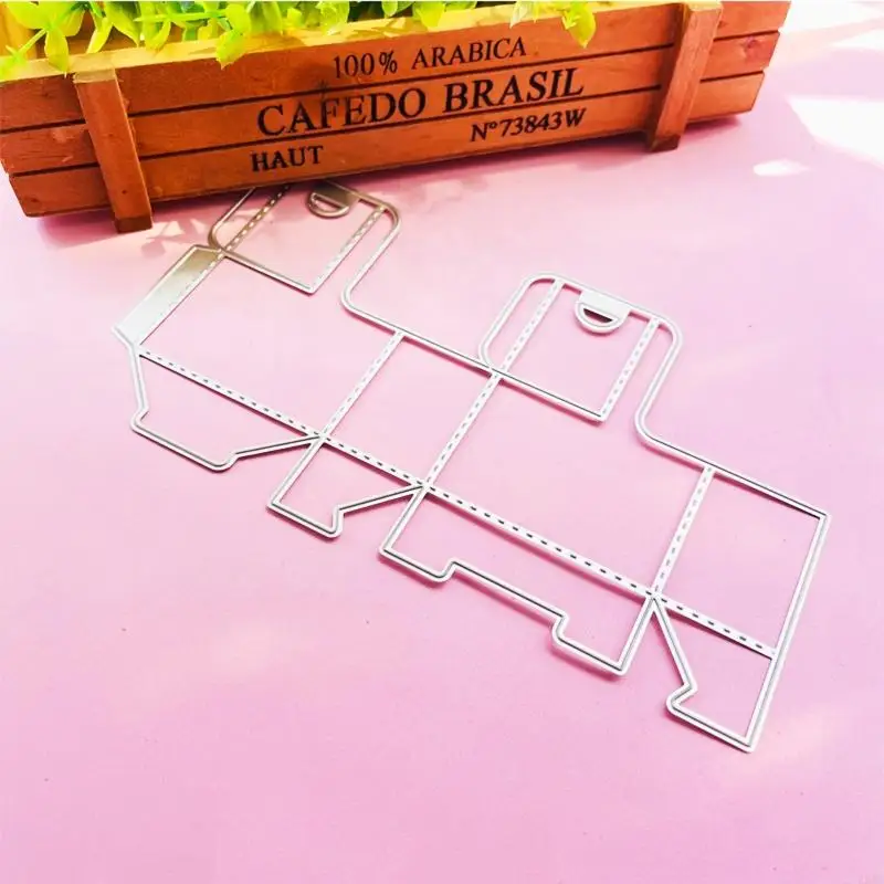 KX4B 3D Hanging Hook Candy Gift Box Stitched Metal Cutting Dies Stencil DIY Folding for Case Embossing Scrapbooking Template