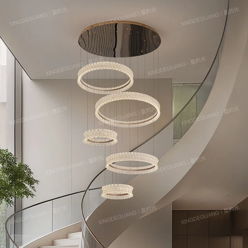 Moderne LED-Leuchten für die Inneneinrichtung, Pendelleuchten für Treppenhäuser, Kronleuchter für Wohnzimmer, Hängelampen für Innenbeleuchtung.