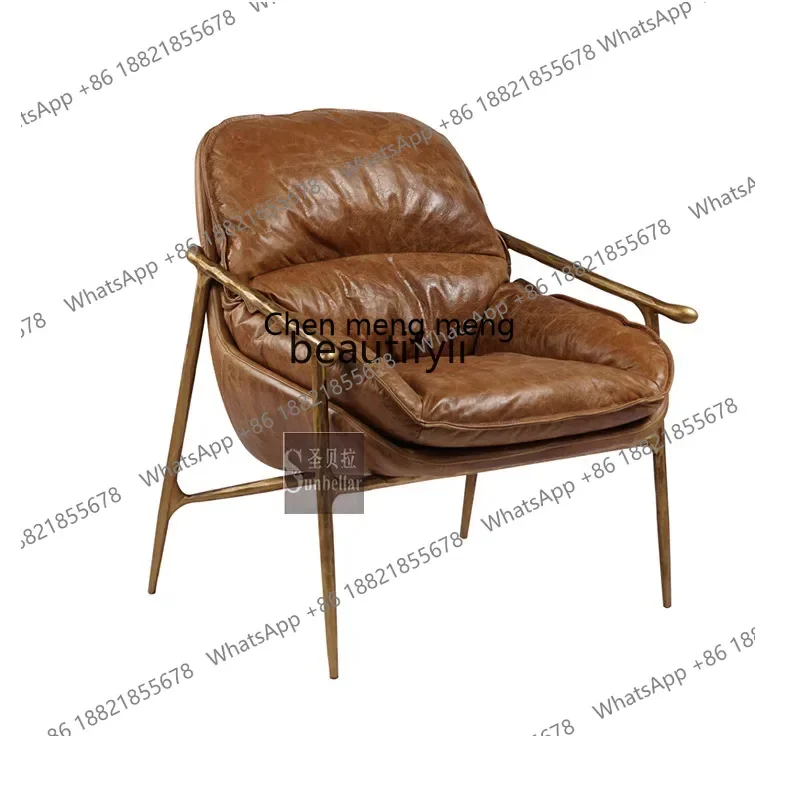 

X 32 Leather sofa chair top layer cowhide retro, leisure chair single