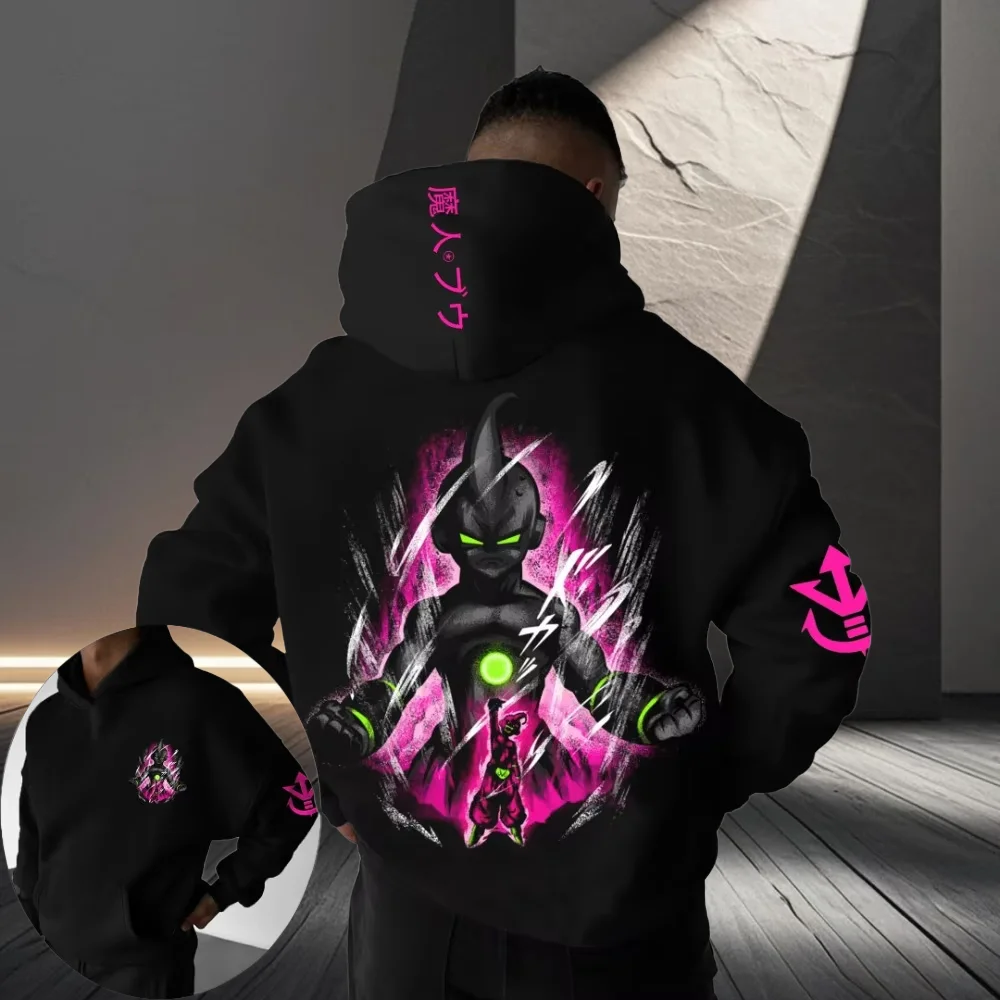 

2025 hot-selling autumn and winter new anime black devil Buou printed hooded sweater men's and women's fashion street jumper