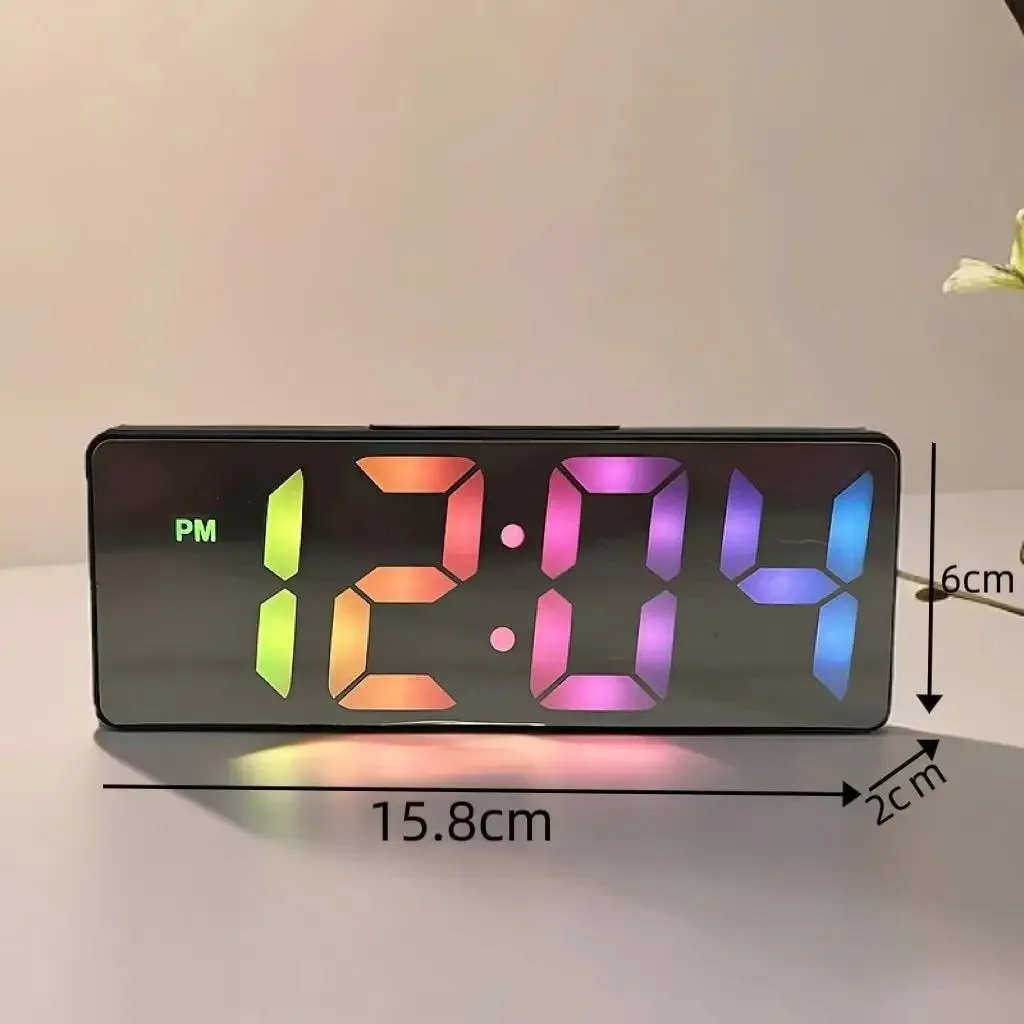 Digital Clock LED Wake Up Light Alarm Clock Bedroom Electronic Desktop Clock With Temperature Display Adjustable Brightness. image 6