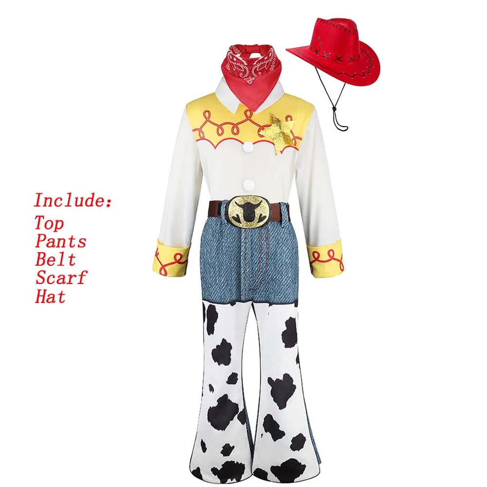 Halloween Toy Story Girls Jessie Dress Up Birthday Party Cowgirl Cowboy Western Hat Scarf Fancy Toddler Kids Masquerade Costume view 2