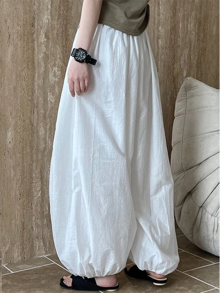 HOUZHOU Japońskie Oversize Bloomers Damskie Eleganckie Modne Casualowe Spodnie Latarnie 2025 Nowe Letnie Luźne Spodnie z Szerokimi Nogawkami