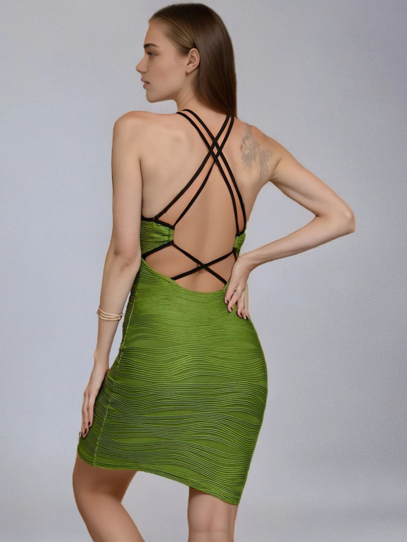 Sexy groene backless mini zomerjurk vrouwen elegante avondjurken vrouw bodycon casual verjaardag bandage jurk vestidos