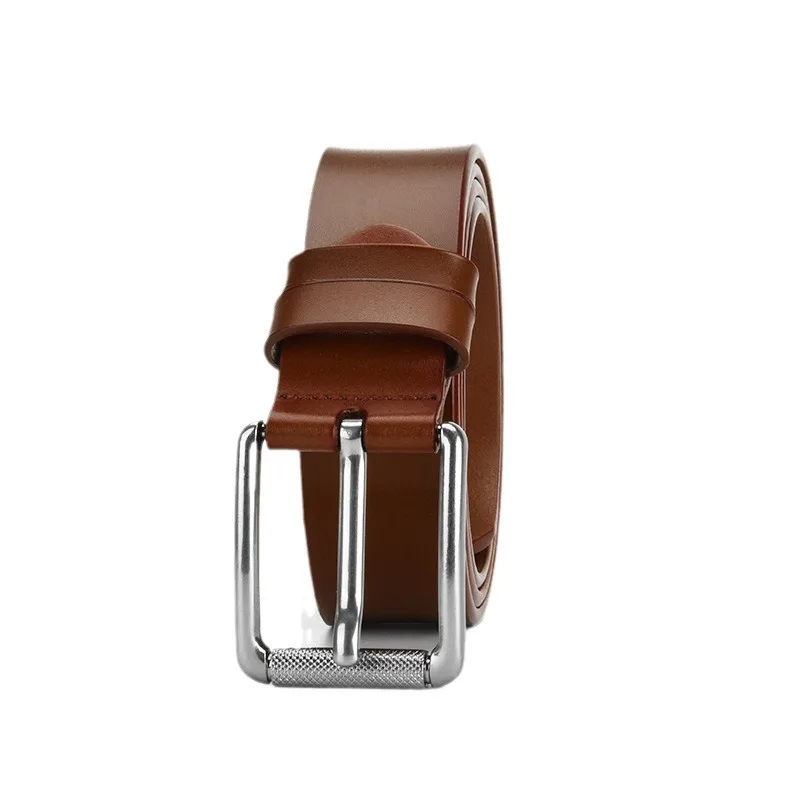 حزام كلاسيكي للرجال من جلد البقر مكون من طبقتين، حزام جلدي كاجوال عصري بإبزيم دبوسي بعرض 3.8 سم