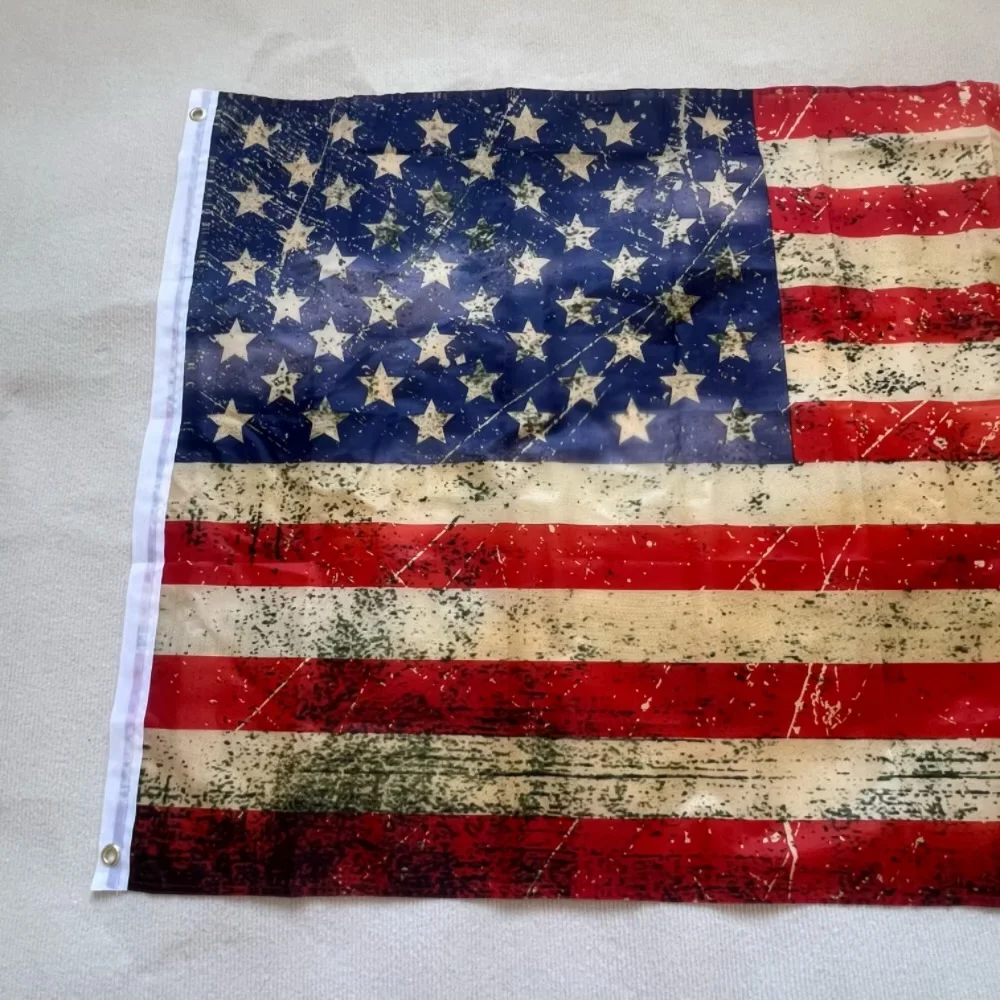 ييكسين القديمة خمر نمط البوليستر العلم شنقا ، العلم القديم القديم ، الشاي الملون ، الولايات المتحدة الأمريكية ، 3x5ft ، 90x150cm