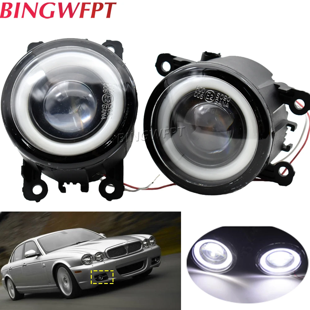 

2 x Car Angel Eye Fog Light Assembly For Jaguar X-Type Xtype (CF1) Saloon 2001-2009 Halo Ring Lampshade + Replaceable H11 Lamp