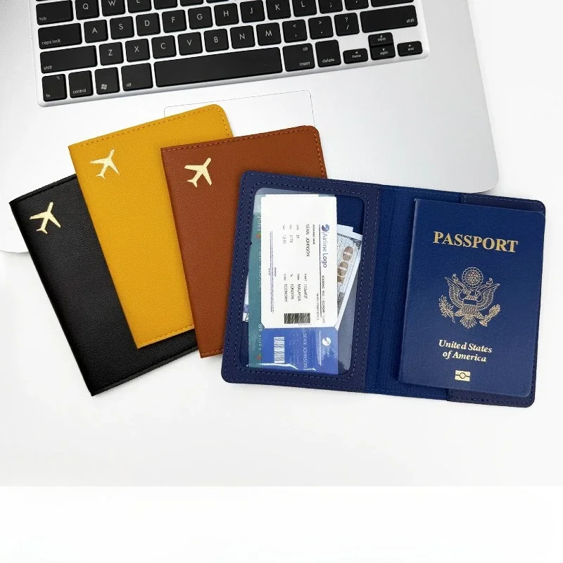 Unisex Solid Color PU Leather Passport Holder Fashion Travel Wallet Gift Card Case Storage Bag
