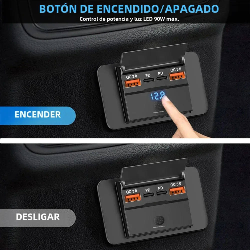 محول مقبس شاحن السيارة مع مفتاح، مقسم شحن 2-4 منافذ، مخرج للحافلة، RV، ATV، شاحنة، قارب، مخرج، 12 فولت، 24 فولت، PD، QC3.0