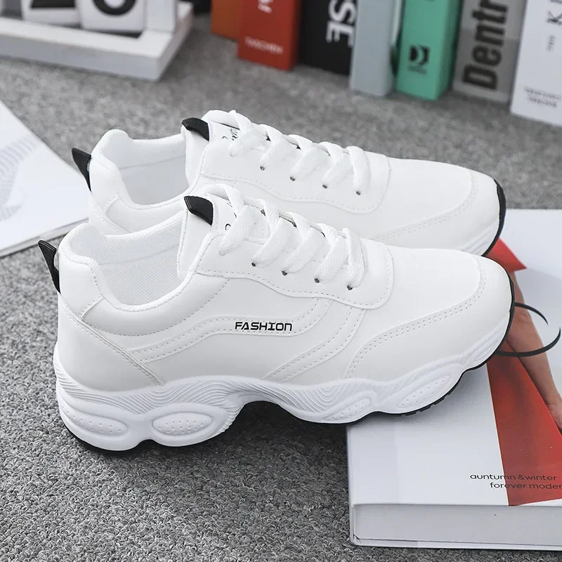 Summer White Sneakers Fashion Women\'s Vulcanize Shoes Comfortable Lace-up Platform Shoes Women Spring Breathable Sneakers Shoes