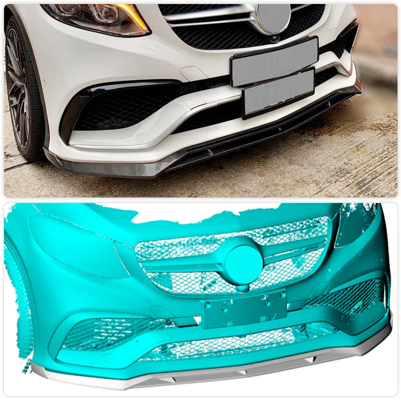 Carbon Fiber Front Bumper Lip Spoiler for Mercedes-Benz GLE Class C292 GLE63 AMG 2015-2018 Front Bumper Lip Splitters 4PCS FRP