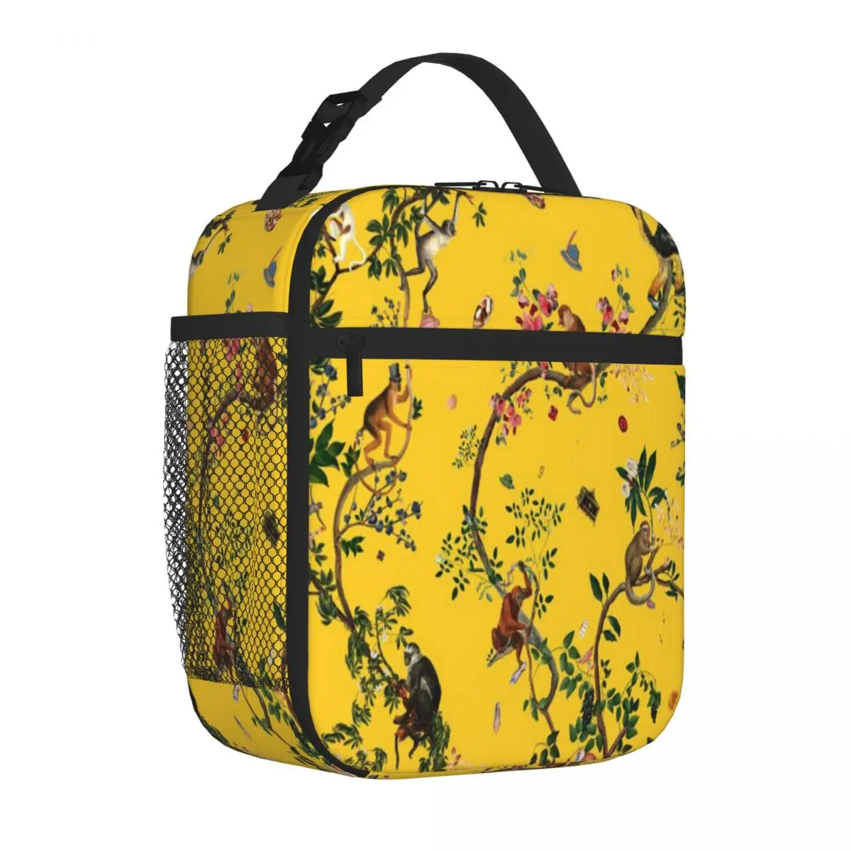 Hot Sale Monkey World Yellow Plain Design Neoprene Lunch Bag Office Homemade Meal Food Tote Bag