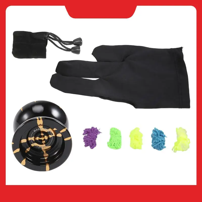 Magicyoyo N11 aluminium professionele jojo niet-reagerende jojo-bal (zwart goud) tas, handschoen 5-snarige