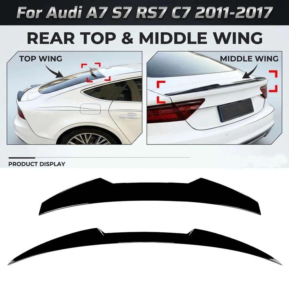 Spojler Tylny Stały, Nakładka na Klapę Bagażnika, Modyfikowane Akcesoria Dekoracyjne Do Audi A7 S7 RS7 C7 2011-2017, Górne Skrzydło