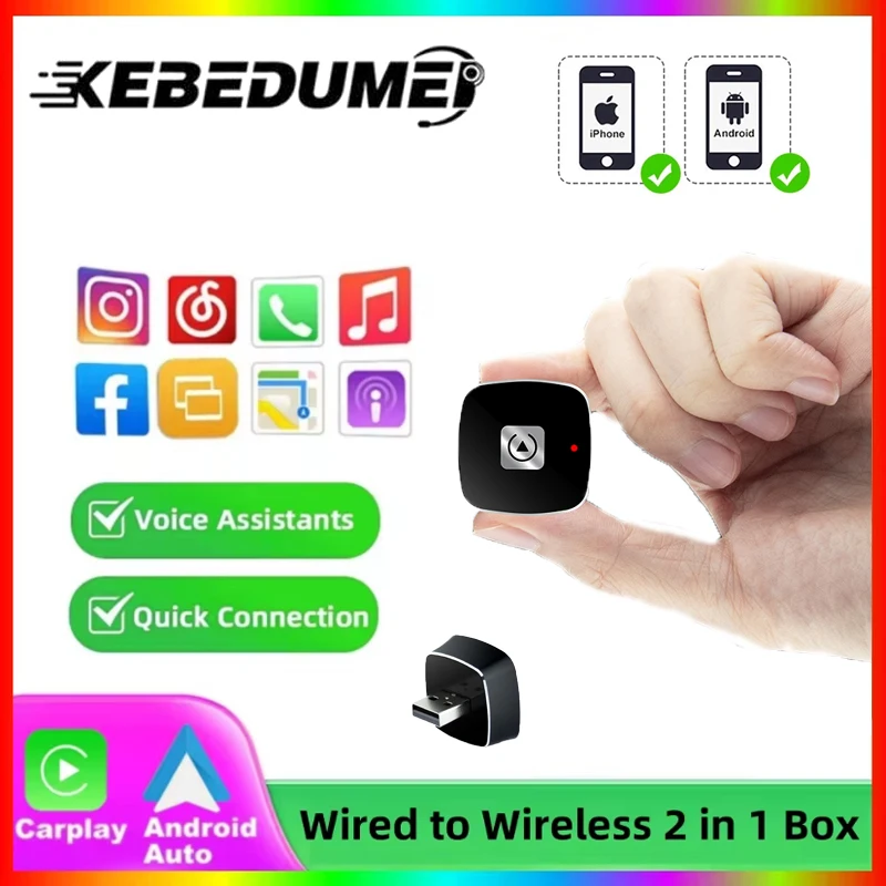 

Wireless CarPlay Adapter AI BOX for Apple iPhone Wired to Wireless Carplay Dongle Plug And Play USB Connection Auto Car Dongle