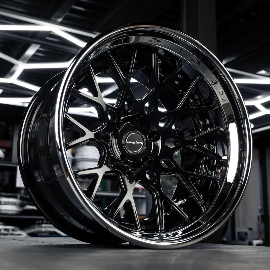 2026 New Design 2 3 Piece Deep Dish Concave Alloy Wheels Polished Silver Lip Black Face 18 19 20 21 22 23 24 Inch 5X112 5X114.3 - Detail 1