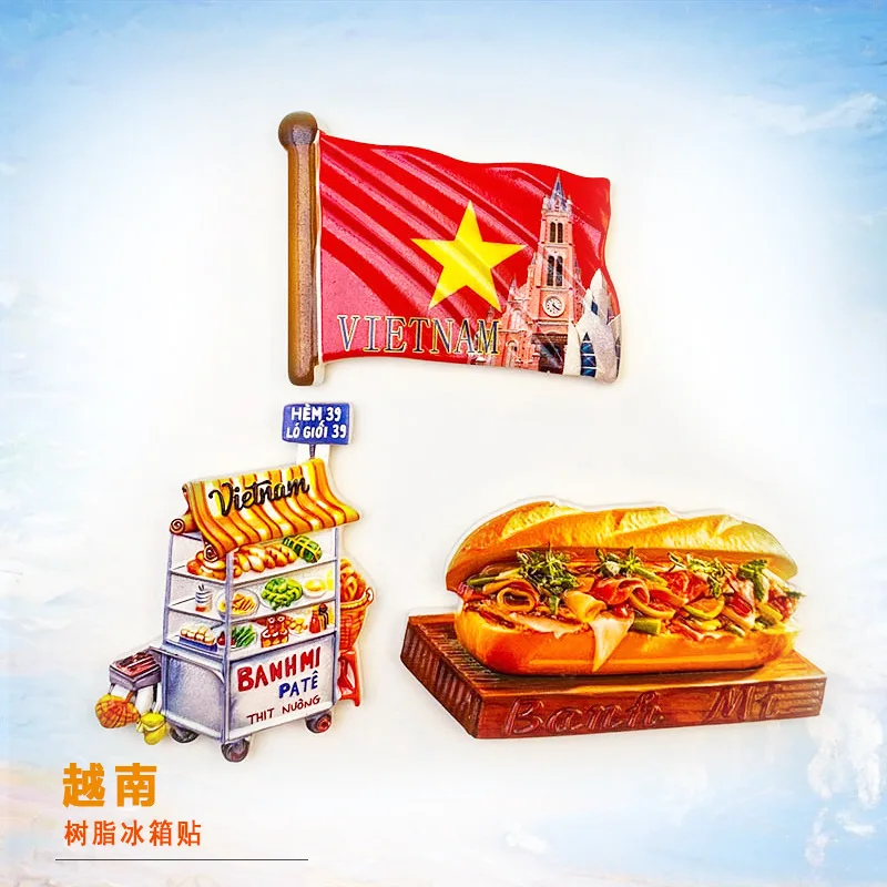 1pc, Vietnam Architecture World Travel 3D Magnetic Sticker Resin Fridge Magnet High-Quality 3D Souvenir