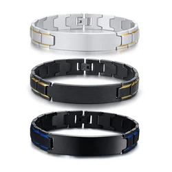 Free Personalized Men's ID Bracelet,21.5CM Medical Stainless Steel Chain Wristband,Father Husband Gifts