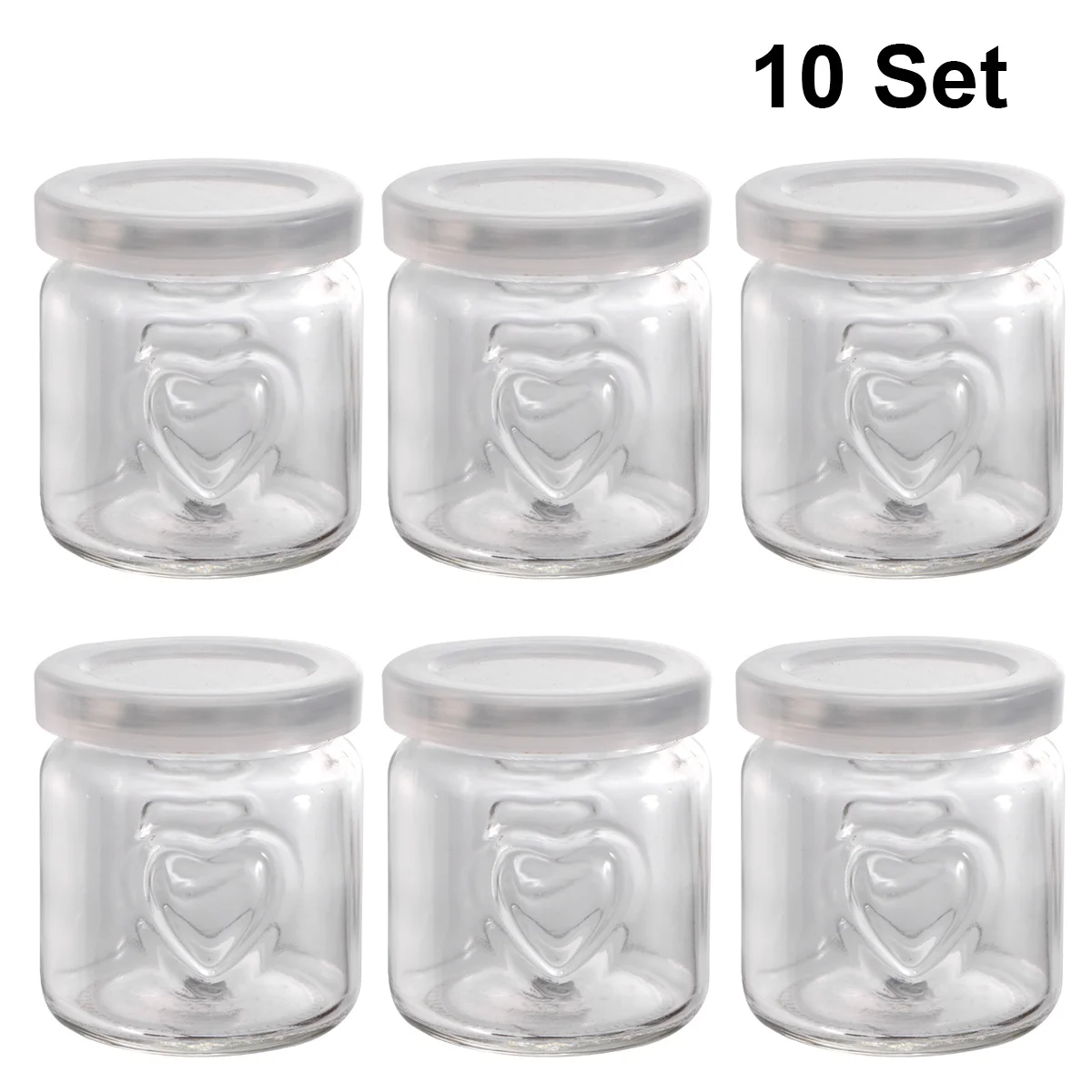 

10Sets Glass Pudding Cups Double Hearts 100ml Thick Glass Yogurt Containers Dessert Jars Milk Jelly Storage