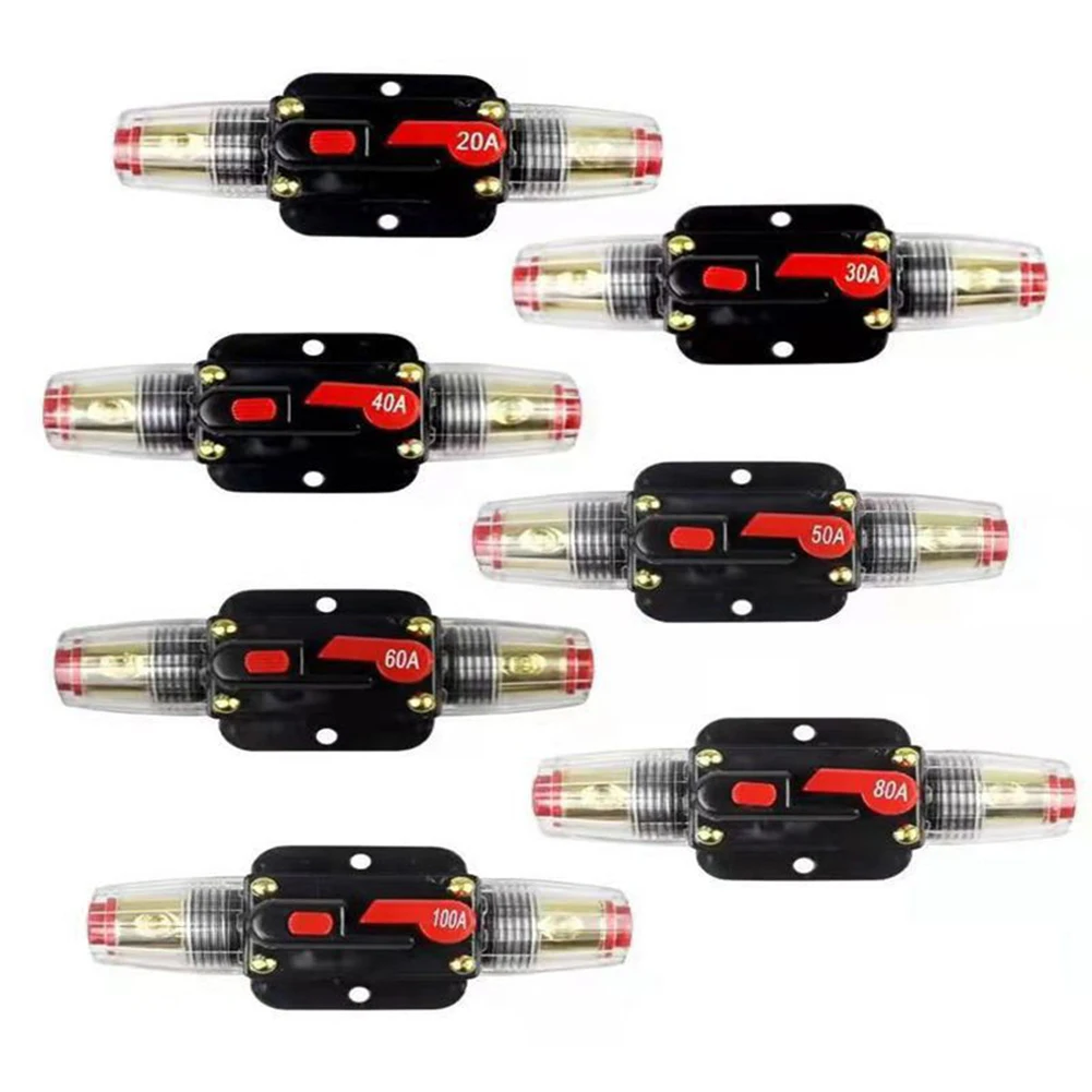 1pc  Auto Inline Fuse Breaker With Wire Lugs Heat Shrink Tube 12V-24V DC Self-recovery Fuse Holder Modified Fuse Adapter