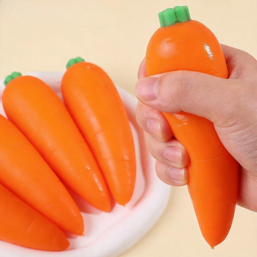 Flour Carrot Stretch Squeeze Toy Soft Elastic Stress Relief Fidget Pinch Music Release Toy Sensory Decompression for Adults