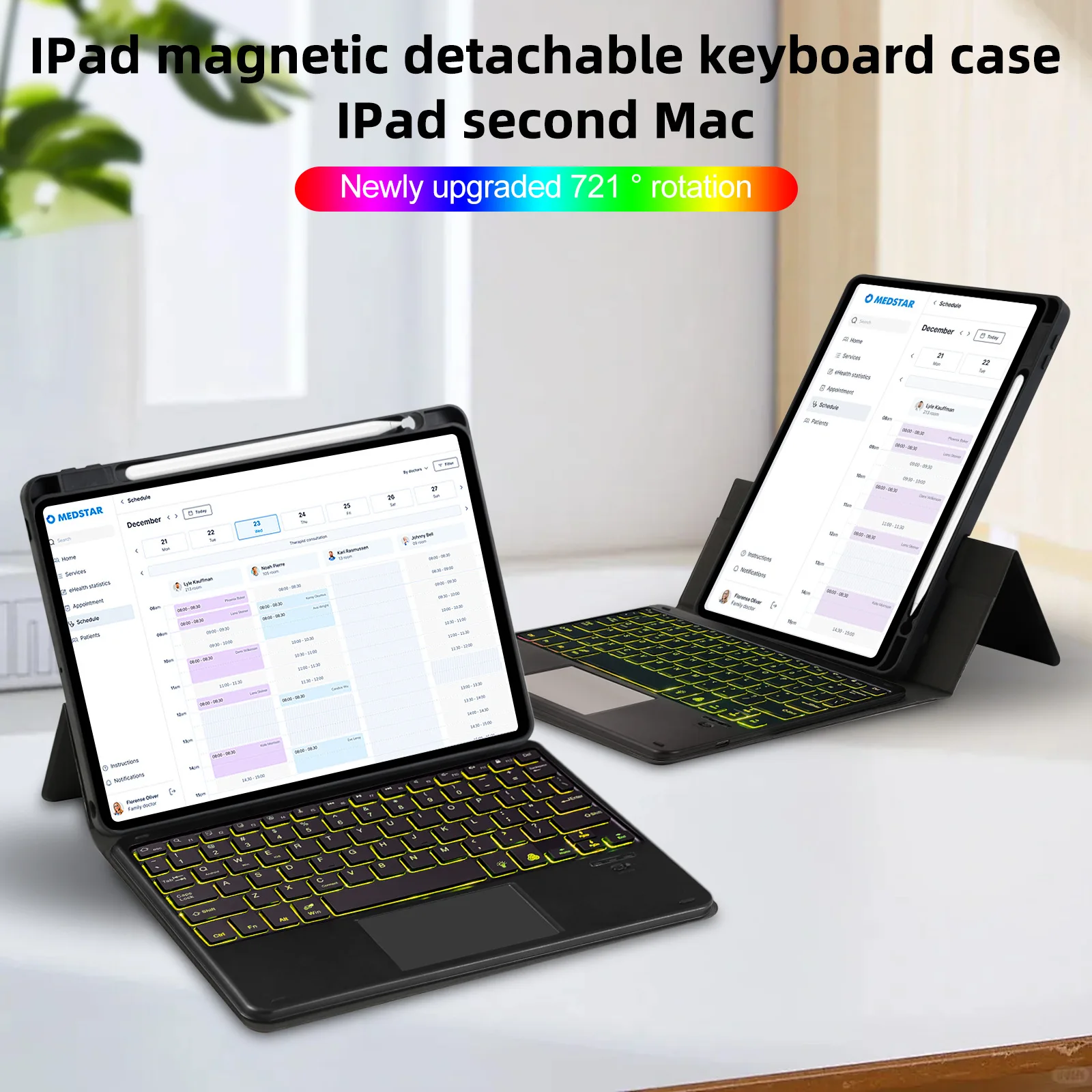 2024 New For iPad Air 11 Magnetic Separation Wonderful Empty Keyboard 10.9/10.2 Horizontal and Vertical Screen Protective Case