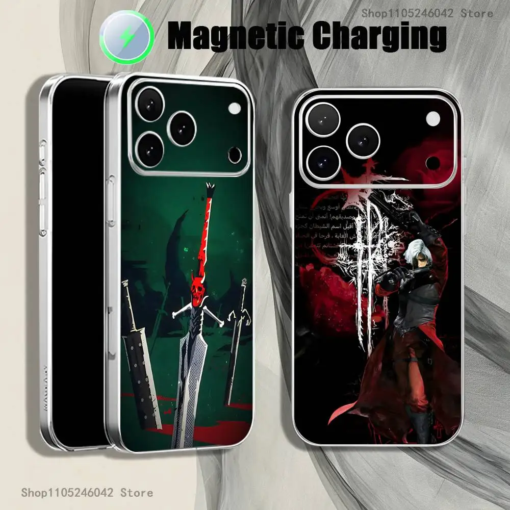 

Dante D-Devil M-May C-Cry 2025 Transparent White Phone Case For iPhone 17,16,15,14,13,12Pro,Max,Plus Magnetic Wireless Charging