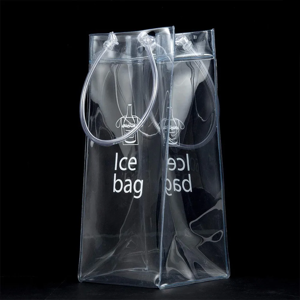 Anti-leakage Ice Bag Transparent Refrigerated Champagne Red Wine Bottle Whisky Eco-friendly Plastic Portable Ice Bags