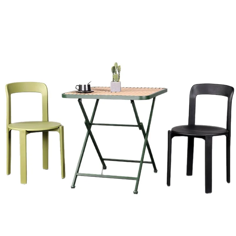 Folding outdoor dining table, simple terrace metal courtyard of milk tea shop, outdoor leisure square table in the open air,