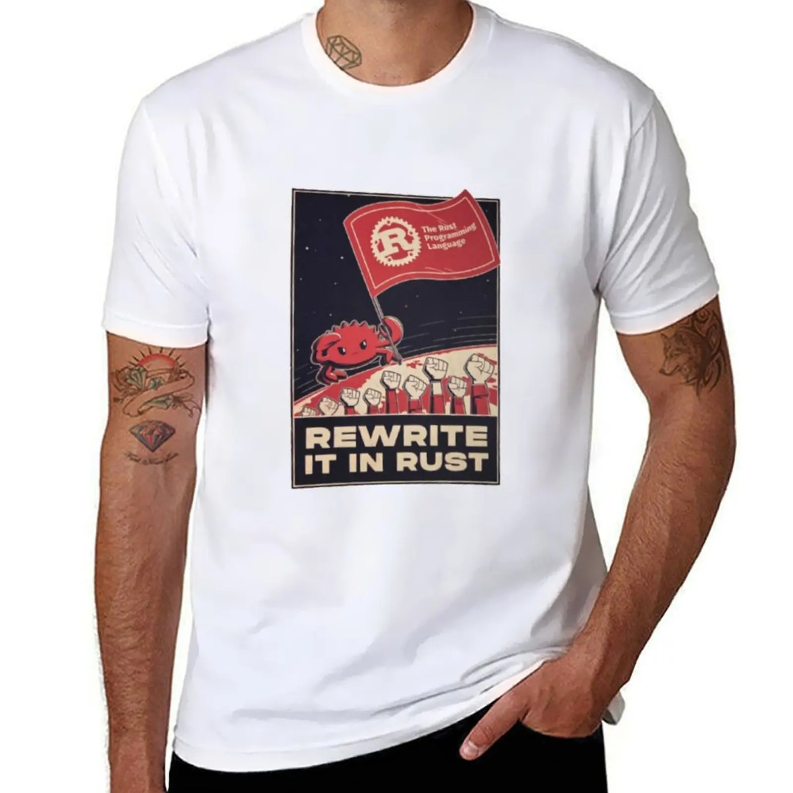 rewrite it in rust the rust programming language T-Shirt man t shirt designer anime t shirts oversize T-Shirt